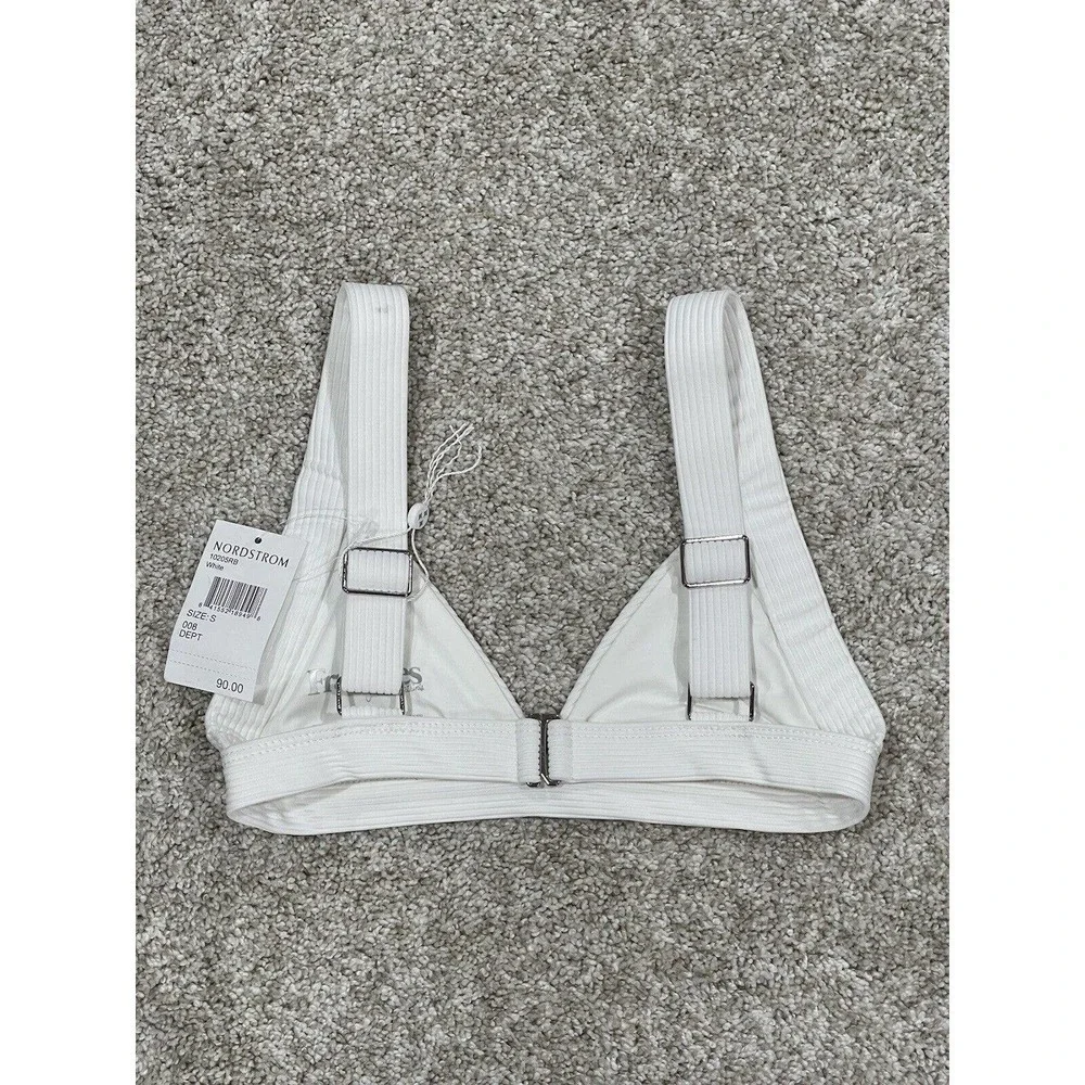 FRANKIE'S BIKINIS Georgia Ribbed Bralette Bikini Top White Size - Small